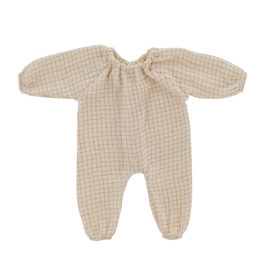 Tenue de poupée "Petits carreaux beiges" - combinaison