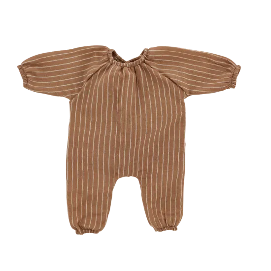 Tenue de poupée "Rayures fines marron" - combinaison