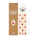 Gourde isotherme 600ml "Crème à cœurs rouges"