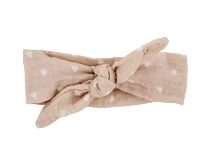 Bandeau poupée beige petits coeurs