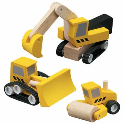 Set de 3 véhicules en bois "Construction de routes"