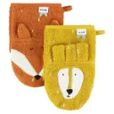 Lot de 2 gants de toilette "Lion et renard"