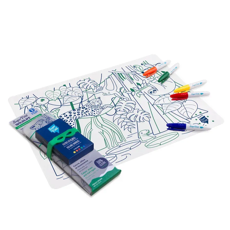 Set de table à colorier en silicone lavable avec 5 feutres "Amazon Rainforest"