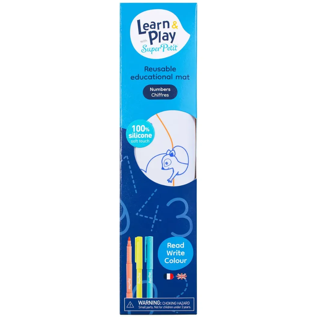 Set en silicone lavable avec 3 feutres "Learn & Play - chiffres"