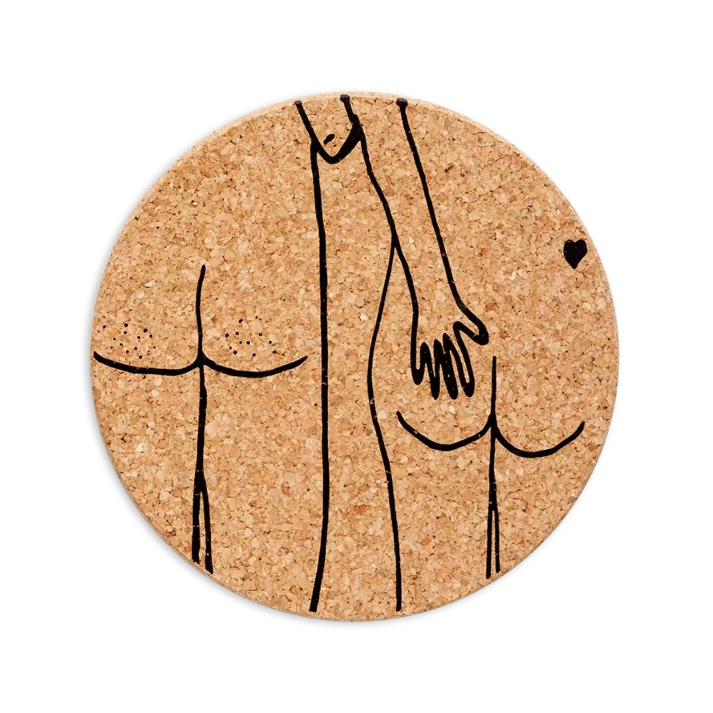 [HELCOASTERXLNAKEDCOUPLE] Dessous de plat en liège "Naked couple"