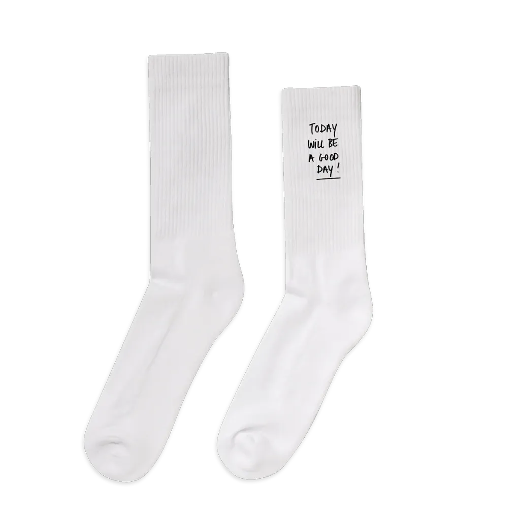 [HELGYMSOCKSTODAYWILLBEAGOODDAY] Chaussettes hautes 38-41 "Today will be a good day"