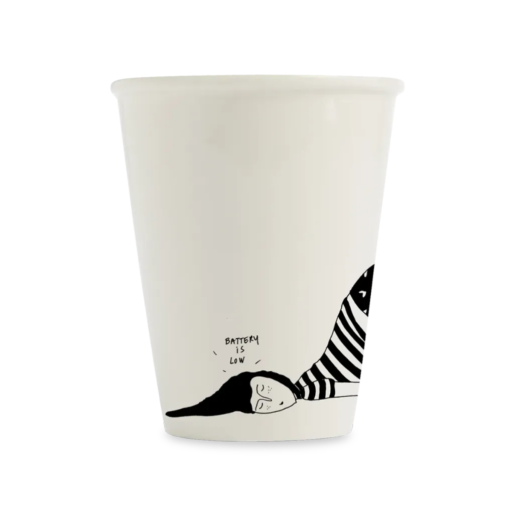 [HELCUPBATTERYLOW] Tasse en porcelaine "Battery low"