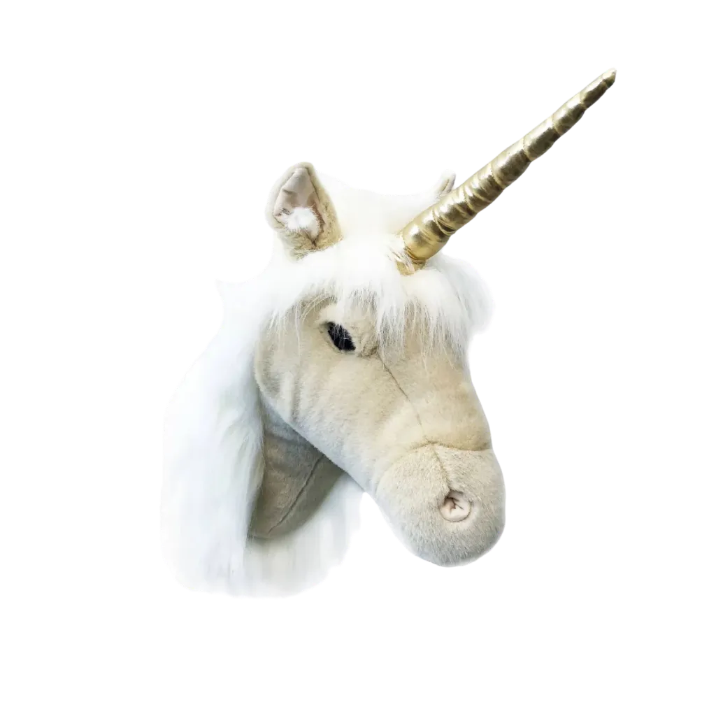 Tête de licorne beige en peluche "Fay"