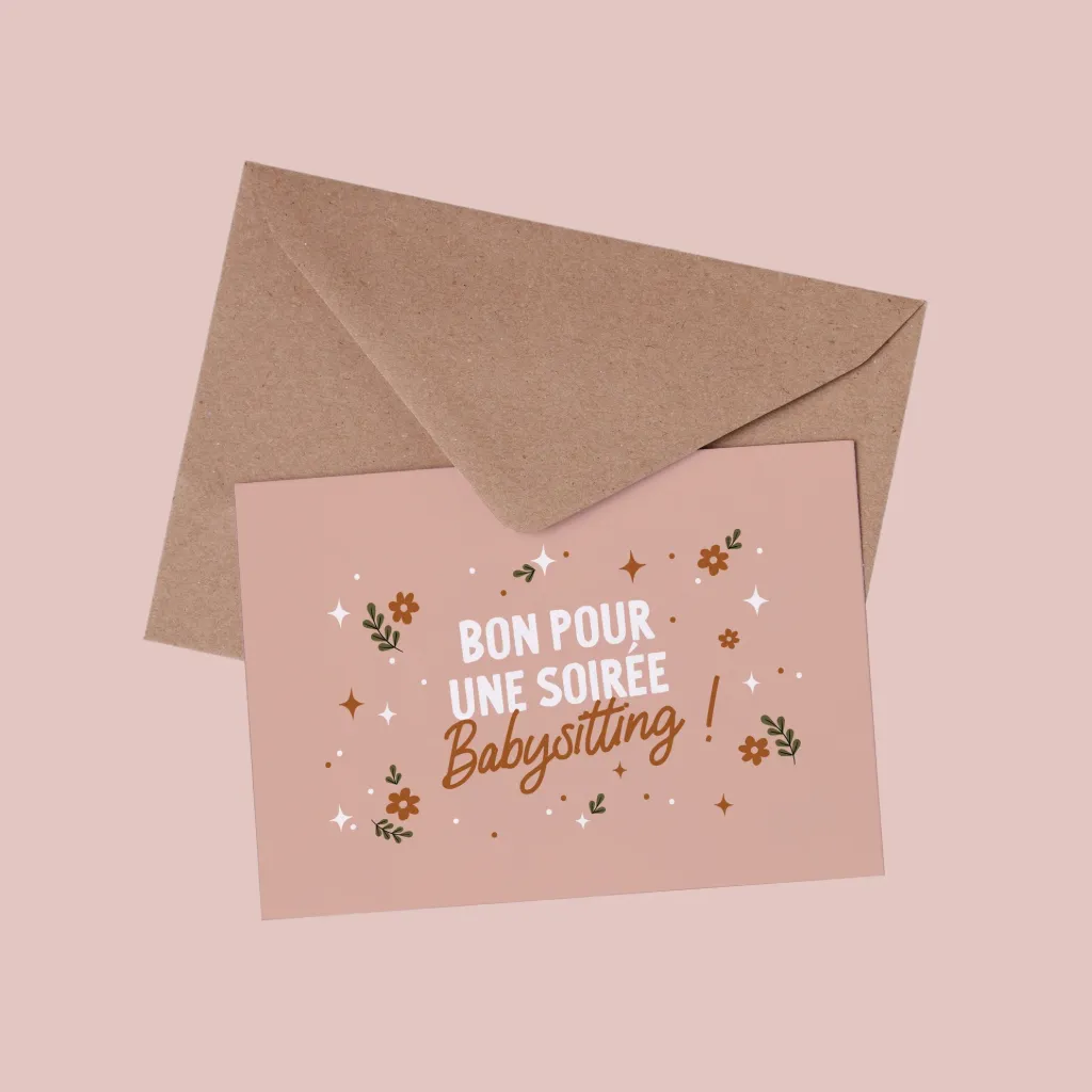 Carte "Bon pour une soirée Baby sitting"