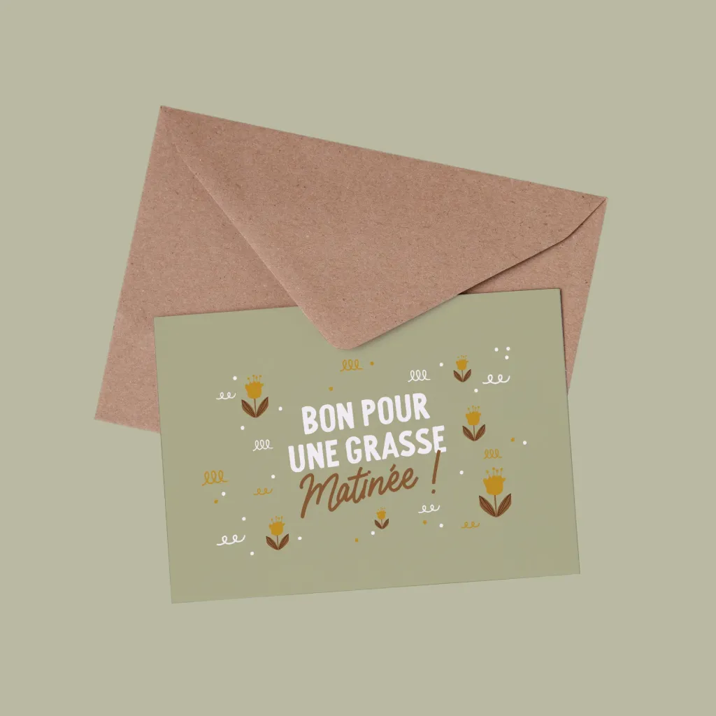 Carte "Bon pour une grasse matinée"
