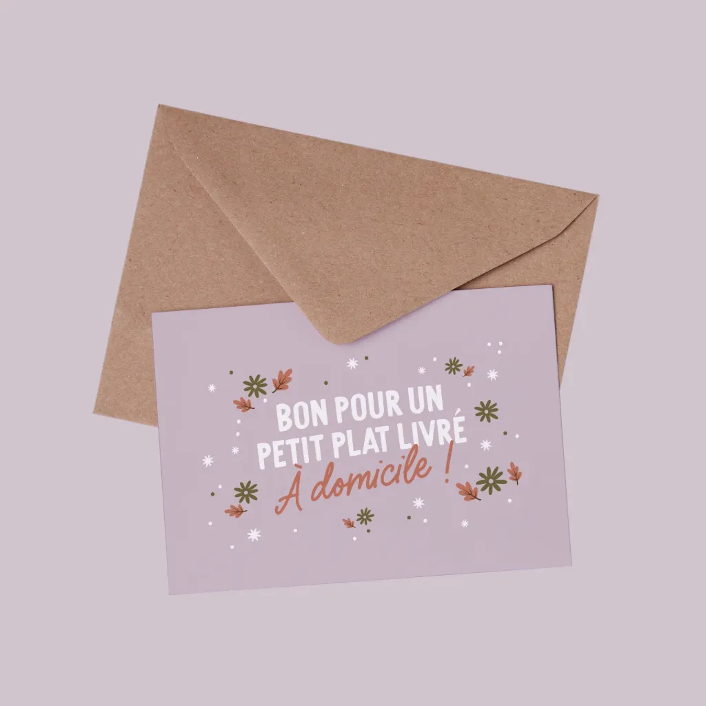 Carte "Bon pour un petit plat livré"