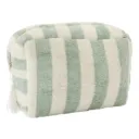 Trousse de toilette en bambou "Rayée ivoire/vert de gris"