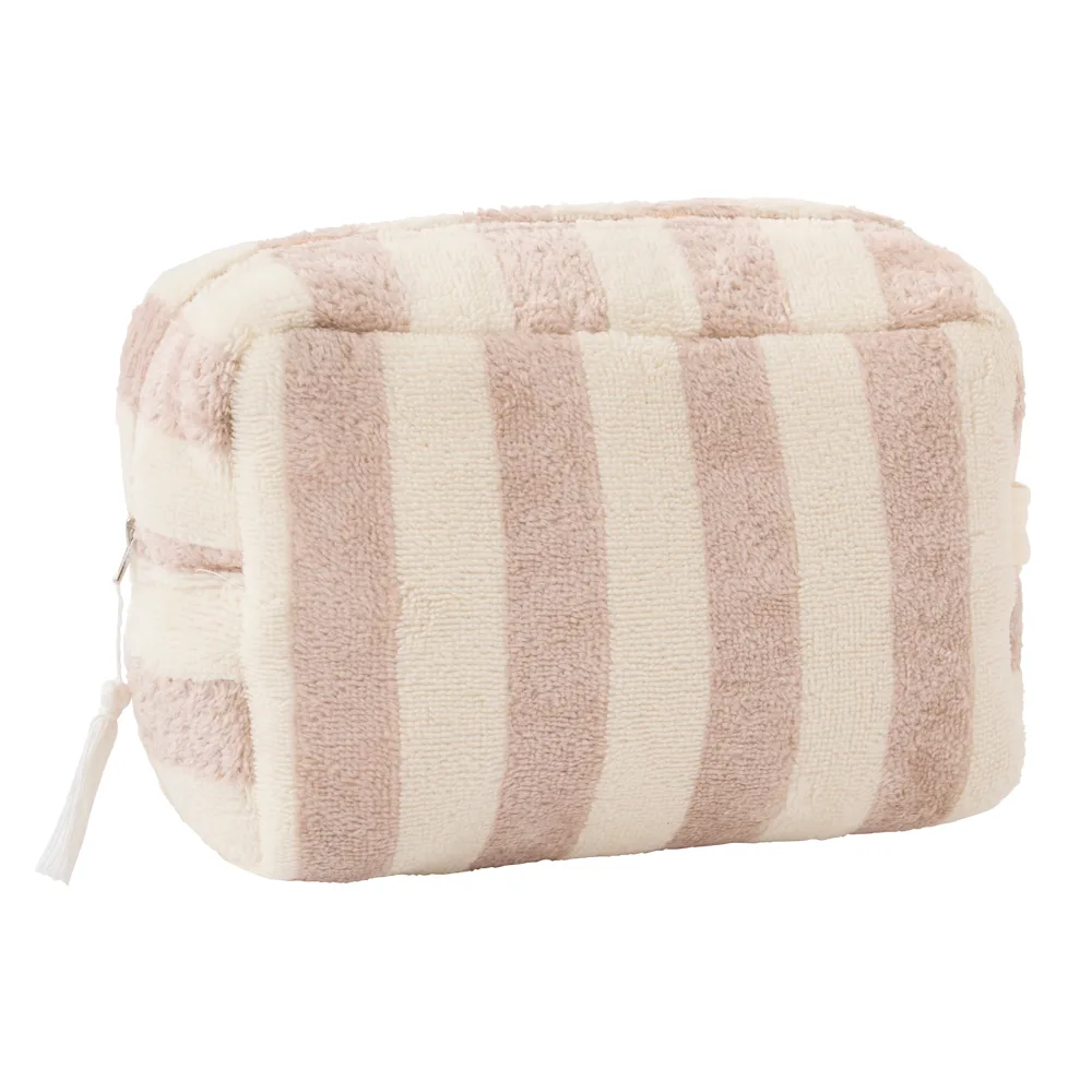 Trousse de toilette en bambou "Rayée ivoire/galet"
