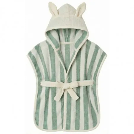 Peignoir en bambou et gaze de coton "ivoire/vert de gris" - 0-2 ans