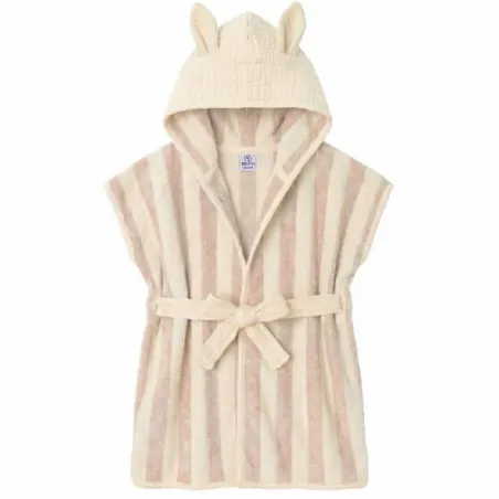 Peignoir en bambou et gaze de coton "ivoire/galet" - 0-2 ans