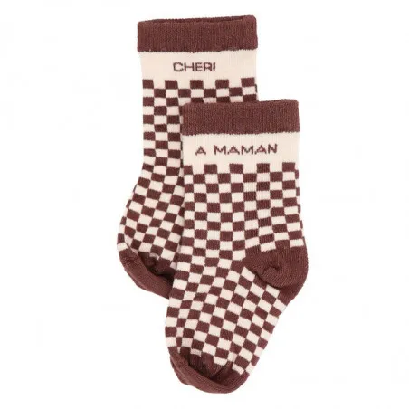 Chaussettes damier "Chéri à maman" 6-18 mois