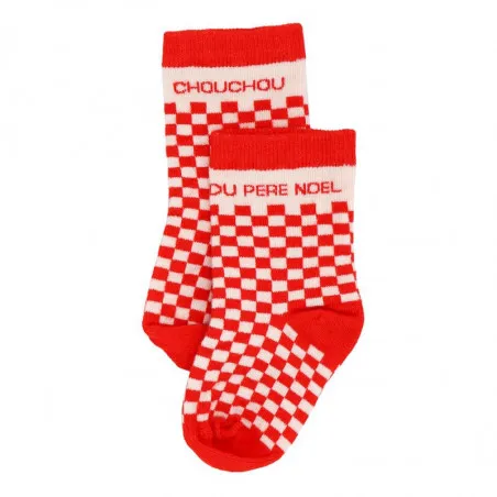 Chaussettes damier "Chouchou du Père Noël" 6-18 mois