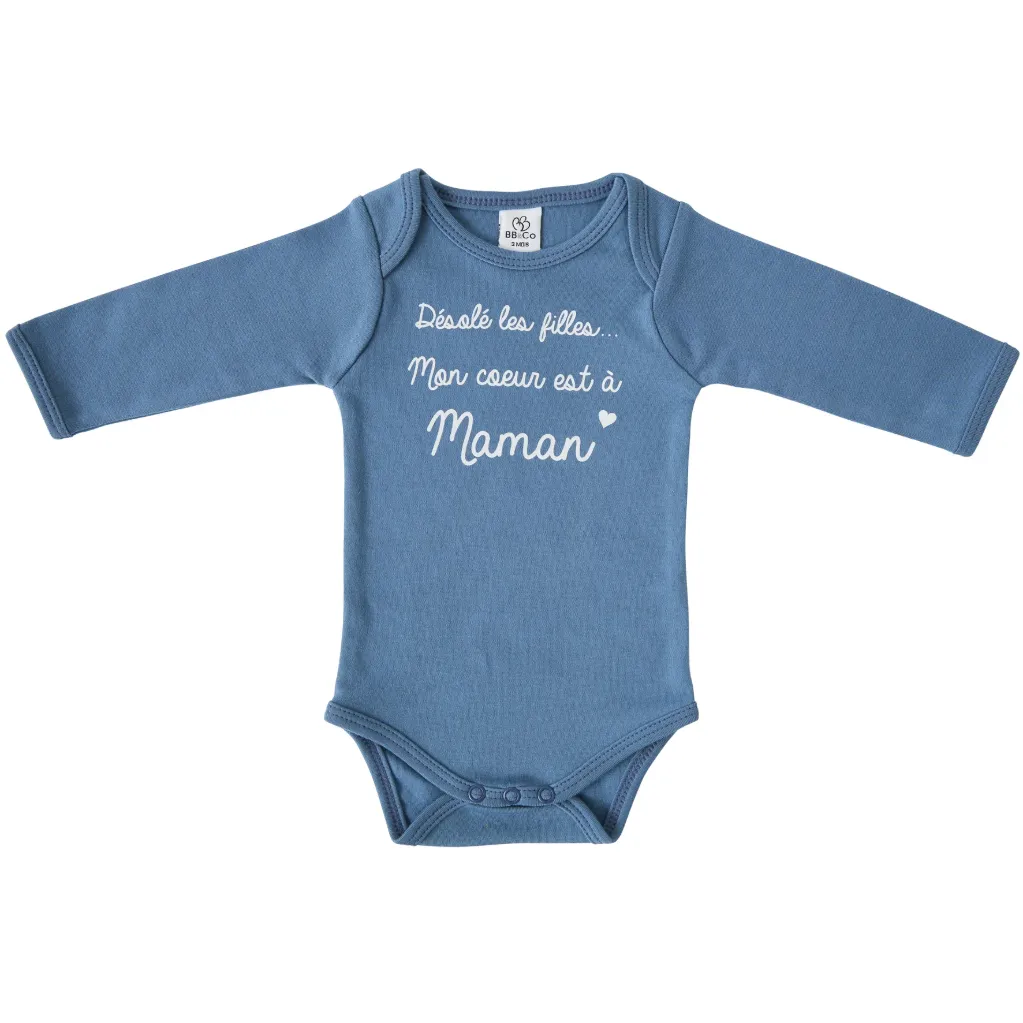 Body manches longues "Mon coeur est à maman"