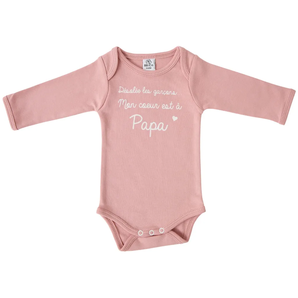 Body manches longues "Mon coeur est à papa"