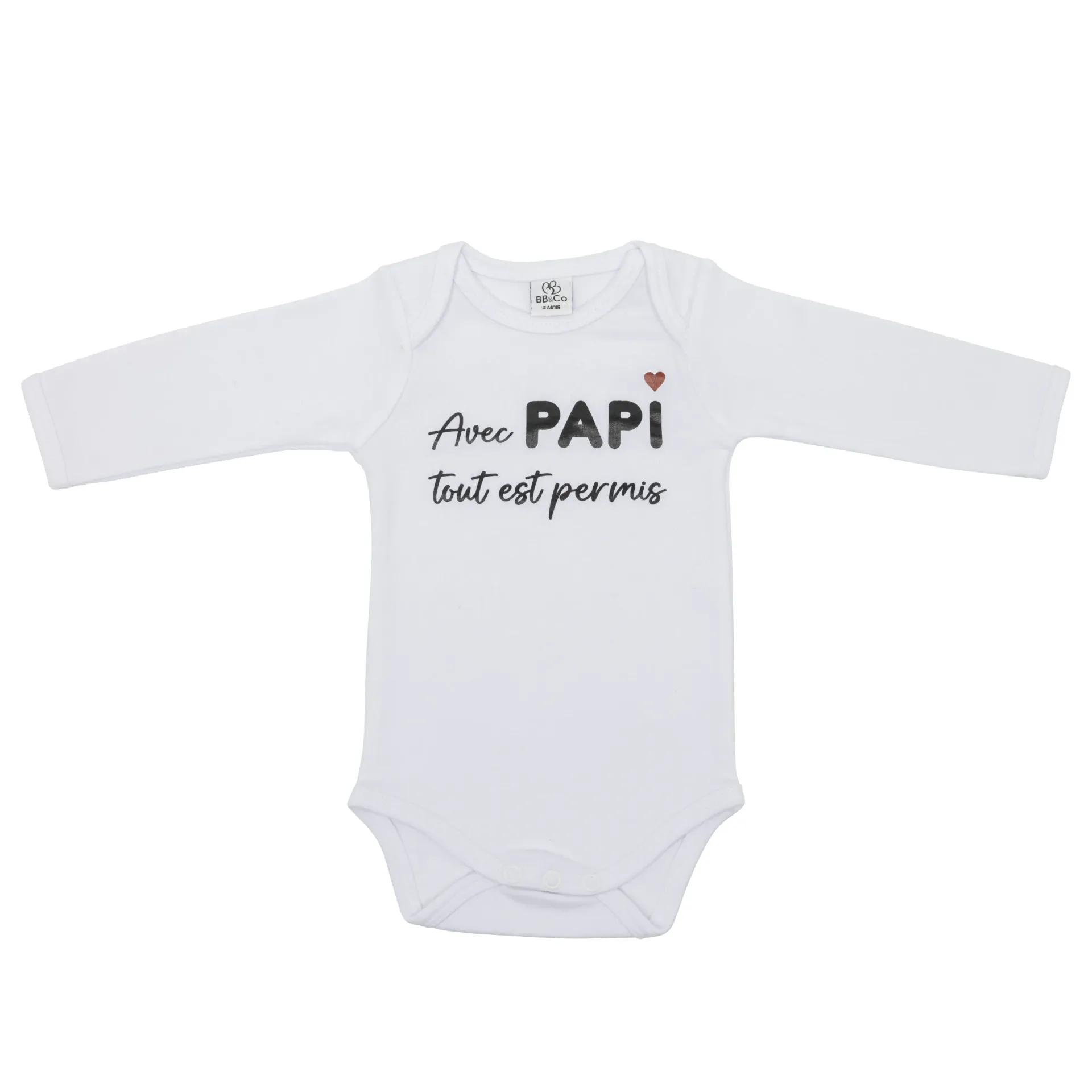 Body manches longues "Avec papi tout est permis"