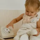 Bavoir bandana en gaze de coton "Léopard clair"