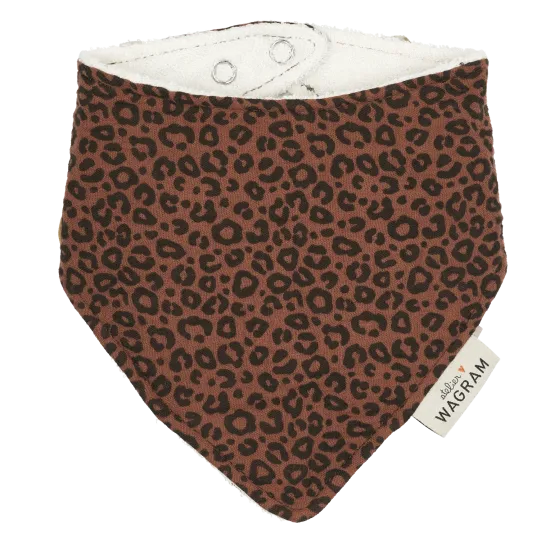 Bavoir bandana en gaze de coton "Léopard marron"