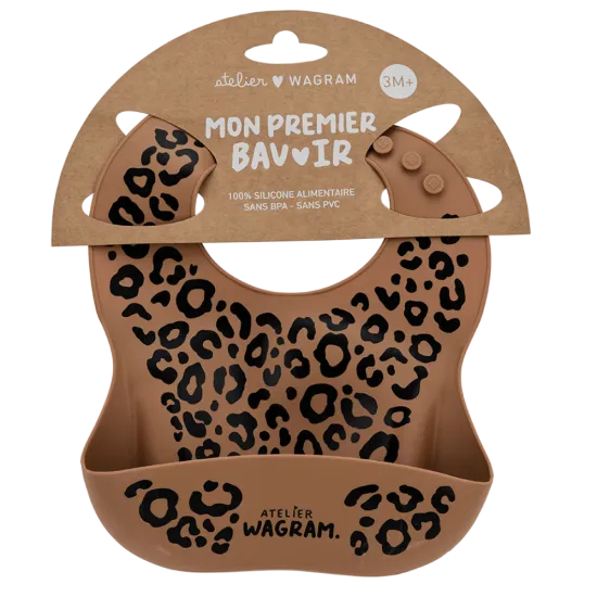Bavoir en silicone "Caramel léopard"