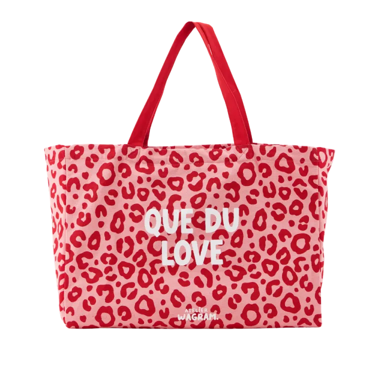 Sac cabas en toile de coton "Que du love"