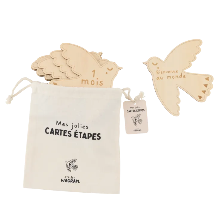[WAGSKU006_002] Cartes étapes en bois "colombe"