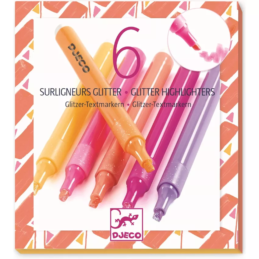 6 Surligneurs glitter "Pamplemousse"