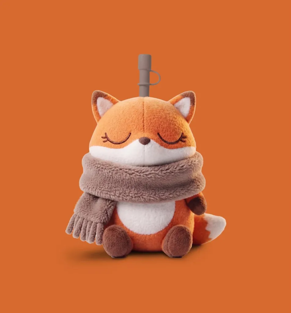 Gobelet à paille avec housse en peluche "Vixie The Fox"
