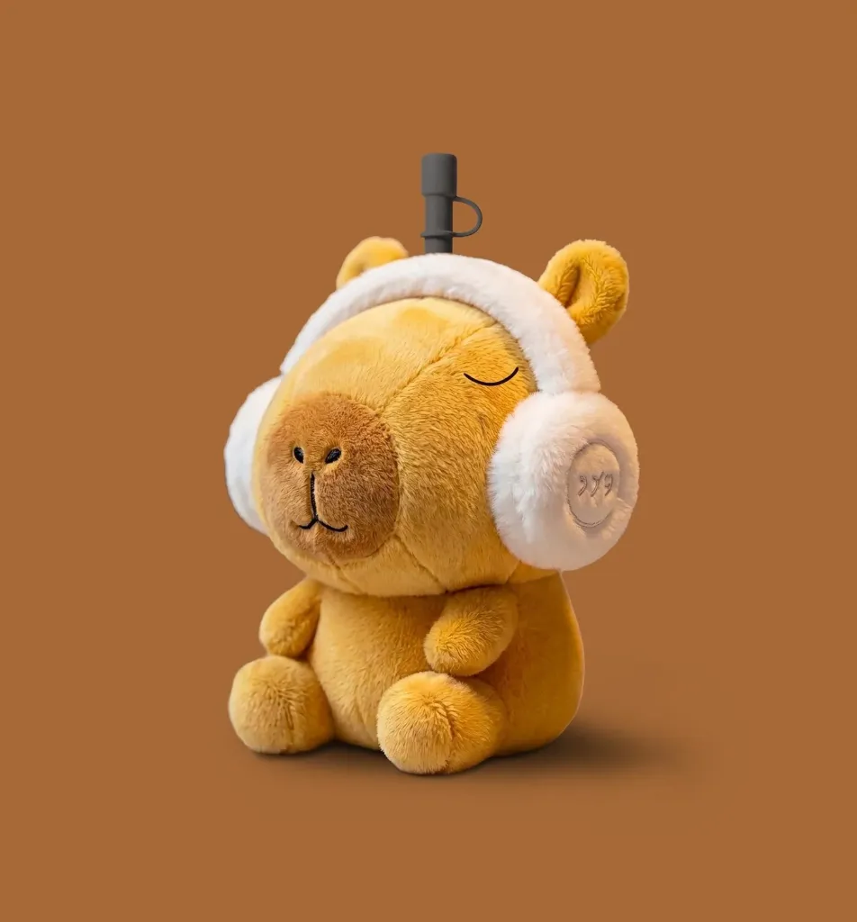 Gobelet à paille avec housse en peluche "Yuzu The Capybara"