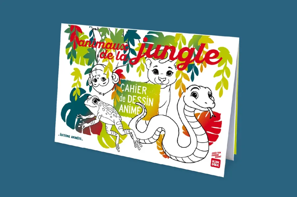 Cahier de dessin animé (BlinkBook) "Les animaux de la jungle"
