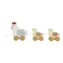 Jouet à tirer poule en bois