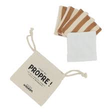 [WAGSKU094_006] Lot de 4 lingettes lavables "Rayures larges"