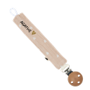 Attache-lolette en gaze de coton "beige et petits coeurs"