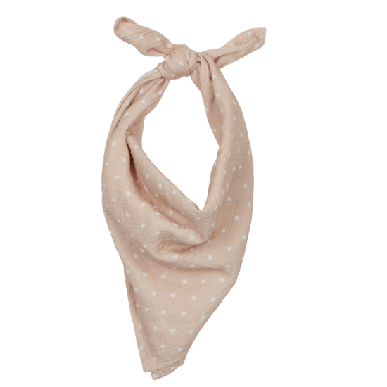 Foulard en gaze de coton "beige et petits coeurs"