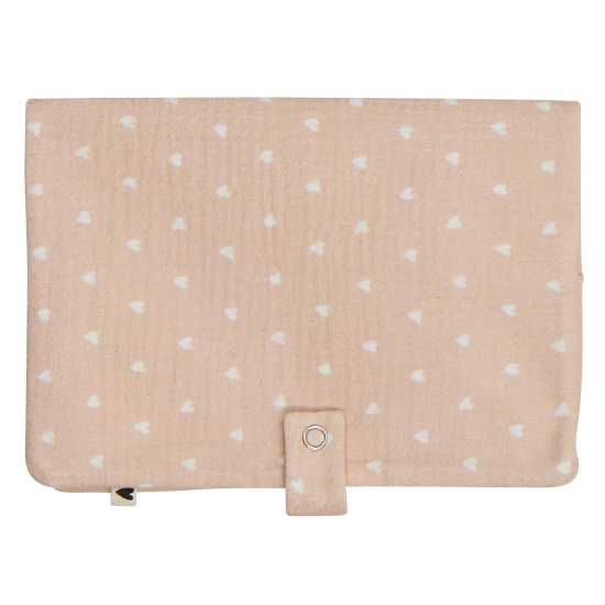 Range couches en gaze de coton "beige et petits coeurs"