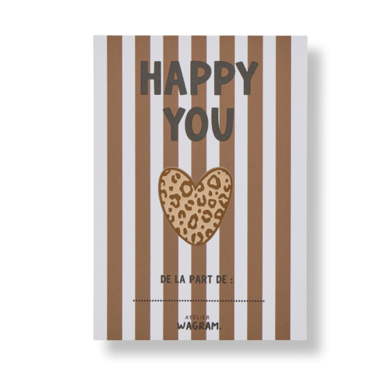 Pin's "happy you" - léopard beige