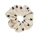 Chouchou en gaze de coton "écru et coeurs noirs"