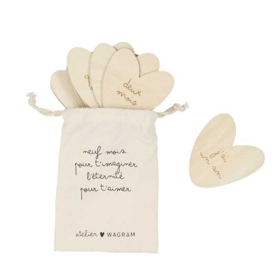 Cartes étapes en bois "coeur"