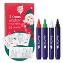 4  markers pour vitre et 24 modèles de décoration "Noël"