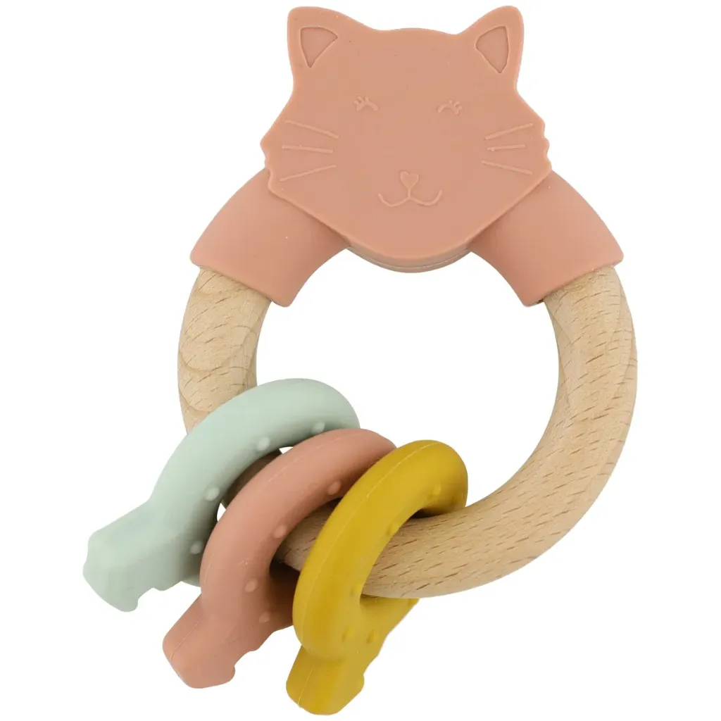 [TRI36347] Anneau d'activités en silicone et bois chat