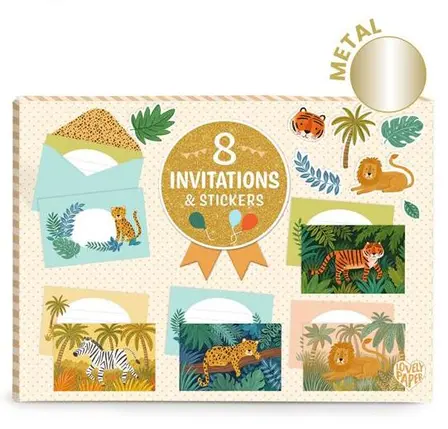 Set de cartes d'invitation "animaux de la jungle"