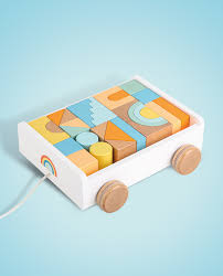 Chariot avec cubes de construction 