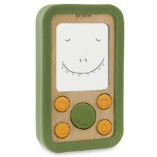 [TRI36257] Téléphone en silicone et bois "Dino" 