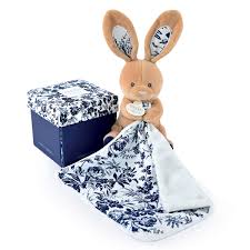 Doudou "lapin marine avec doudou" 12 cm