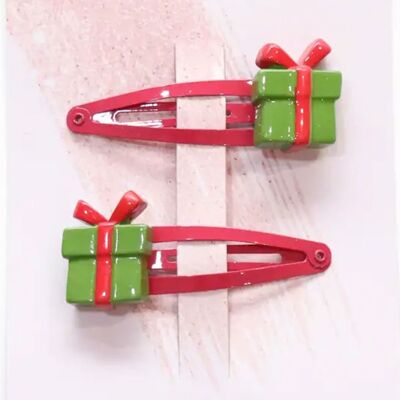 Barrettes à cheveux de Noël 2 pièces "Christmas Gift"