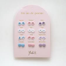 Boucles d'oreilles "Un an de poésie" - Pastel