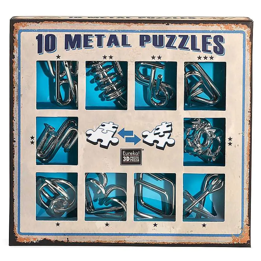 [EUR4733] Set de 10 casse-têtes en métal (Bleu)